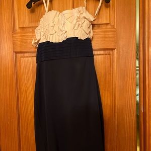 BCBG strapless ( removable) midi dress in navy blue and white.